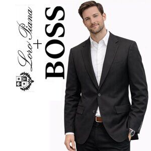 Loro Piana X Boss Super 150 Wool Blazer Black 38R 2-Button Tailored 38R